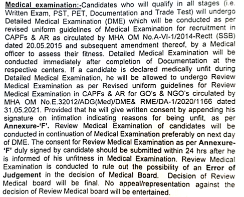 BSF Group B & C Recruitment 2024 Medical Examination