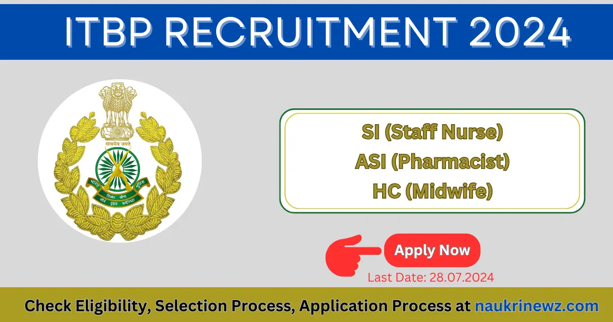 ITBP SI (Staff Nurse) ASI (Pharmacist) HC (Midwife) 2024 Notification Banner