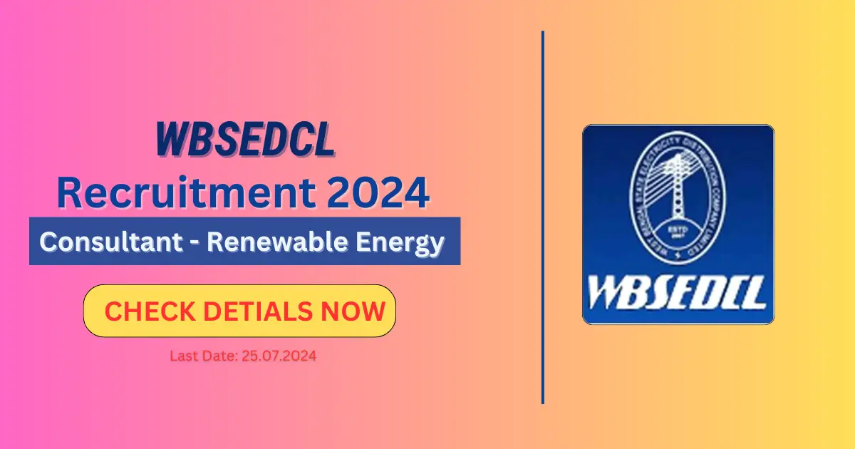 WBSEDCL Consultant Recruitment 2024 Banner