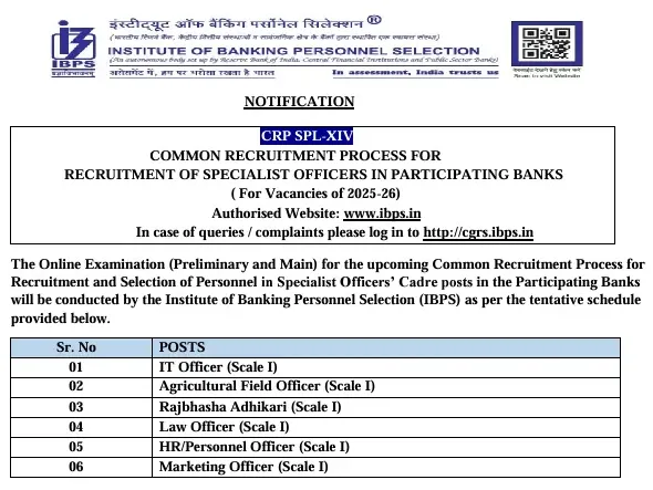 IBPS SO 2024 Notification