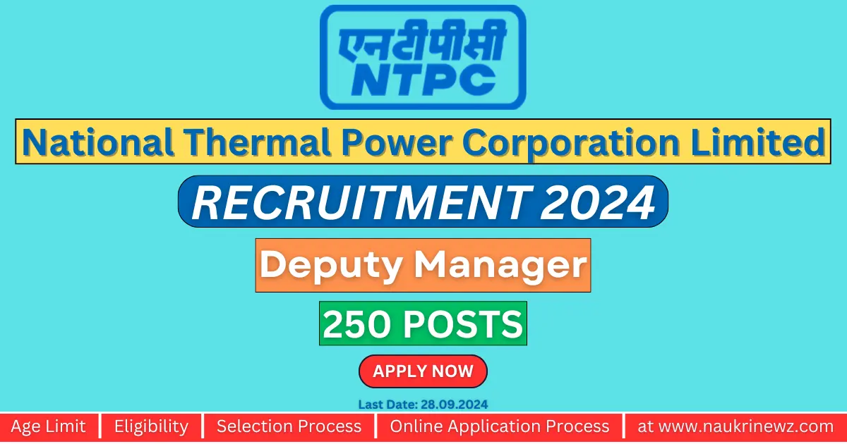 NTPC Recruitment 2024 for 250 Deputy Manager Banner Image